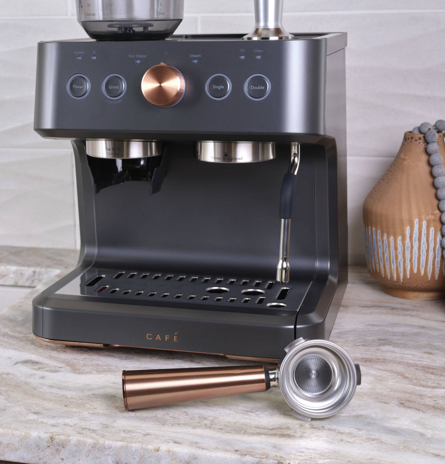 Cafe Bellissimo Semi-Automatic Espresso Machine & Frother – Matte Black