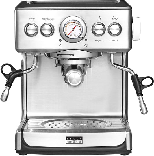 Bella Pro Series – Espresso Machine with 19 Bars of Pressure – Stainless Steel