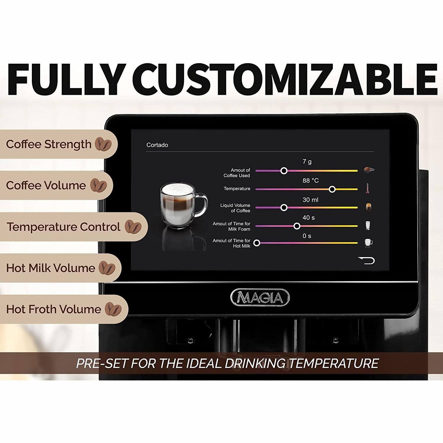 Zulay Magia Super Automatic Coffee Espresso Machine, Elegant Black