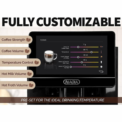 Zulay Magia Super Automatic Coffee Espresso Machine, Elegant Black